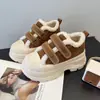 Botas de Nieve de Suela Gruesa Estilo Coreano para Mujer, Zapatos Blancos Forrados de Felpa, Nuevos Zapatos Peludos con Velcro Estilo Invierno 2025, Zapatos Cálidos de Algodón