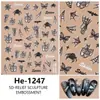 Redanco5D Repujado Ins Popular Caricatura Pegatinas para Uñas Serie de Halloween Calcomanías Estéreo para Uñas He1250