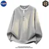 Sudadera de alta calidad de la marca NASA para hombre, de estilo dos piezas falso, con cuello redondo y manga larga, adecuada para primavera y otoño, con un corte relajado, sencillo y holgado, que encarna un estilo clásico y discreto.