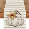 Caminho de Mesa de Ação de Graças de Outono com Estampa de Abóbora e Folha de Bordo, Decoração Festiva para Mesa de Jantar, Mesa de Centro e Aparador de Entrada