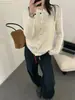 Cárdigan de punto trenzado/Cárdigan de punto trenzado de cuello redondo estilo coreano, suéter exterior nuevo de otoño/invierno para mujer