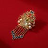 Broche Nantianmen de Plata Esterlina con Baño de Oro Antiguo Natural, Borla Étnica China, Broche de Hebilla Segura, Joyería de Palacio
