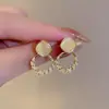 Brincos de Prata S925 com Pino de Agulha, Pedra Olho de Gato em Cubo e Diamantes, Design de Nicho Feminino, Novos Brincos Quentes para Outono e Inverno 2025