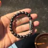 Pulseira de Dzi de Nove Olhos em Sândalo Natural de Círculo Único para Homens e Mulheres, Pulseira de Rosário com Contas de Madeira de Sândalo para o Ano de Nascimento