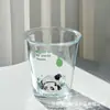 Copo de Água de Vidro Desenho Animado Fofo Copo de Leite com Tampa Estilo Coreano ins para Casal Casa Café da Manhã Suco Copo de Café