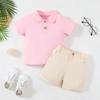 2025 Verão Casual Moda Infantil Meninos Polo Top Bolso Aba Dupla Calças Shorts Zíper Conjunto de Duas Peças