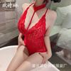 Nuevos Lencería Sexy Europea y Americana de Exportación Oshilin Lencería Sexy de Encaje Babydoll Transparente Mono de Encaje para Mujer