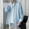 Camisa Muy de Hada para Hombre de Manga Larga ins Moda Rudo Guapo Otoño Color Sólido Camiseta Interior Estilo Coreano Caída Holgada Top T