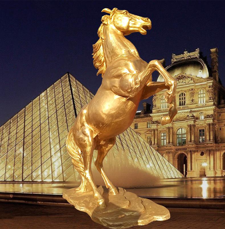大型铜马雕塑 室外黄铜纯铜奔马景观摆件定制 工厂直销 045
