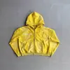 Sudadera con Capucha de Retazos Suelta de Moda Estilo Europeo y Americano con Aspecto Vintage, Unisex, Estilo Callejero Personalizado con Diseño de Cremallera