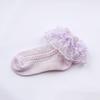 Meias Coloridas Lisas para Meninas Seis Pétalas Flor de Renda Malha Algodão Camada Dupla Meias Curtas de Renda para Crianças Respiráveis Meias Fofas para Meninas