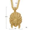 Hip-Hop Europeo y Americano Acero Inoxidable Avatar Jefe Indio Colgante de Plumas Collar de Moda para Hombre Dropshipping