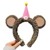 Diadema de Oso de Pelo de Cordero de Dibujos Animados, Diadema Linda para Niña, Accesorios para Fotos de Parque de Diversiones, Sombrero de Cumpleaños, Moño para el Cabello, Tocado para Mujer
