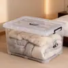 Caja de Almacenamiento Transparente Grande Engrosada con Tapa Caja Organizadora de Plástico Contenedor de Almacenamiento para el Hogar Caja de Plástico Transparente para Guardar Ropa