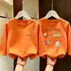 Camiseta de Algodão Manga Longa para Meninas de Meia-Idade e Grandes Outono 2026 Novo Estilo Solta Estudante Infantil Amiga da Pele Casual Camada Base Superior