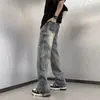 Pantalones Hip Hop Americanos 2026 Lavados Cremallera Abertura Micro Acampanados Jeans Diseño para Hombre Estilo Pierna Recta Pantalones Largos