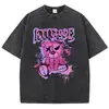 Camiseta Masculina de Algodão Puro Pesado Manga Curta Estilo Retro Americano, Casual de Verão Solta Tendência Oversize Lavada Vintage