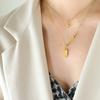 Collar Apilado de Doble Capa de Nicho Nueva Marca Mangfang Diseño de Colgante de Circonita Collar para Niña de Año Nuevo Joyería de Acero de Titanio