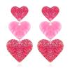 Aretes colgantes acrílicos largos LOVE huecos rosas estampados exagerados hechos a mano, en forma de corazón, en forma de U, personalizados