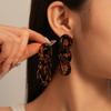 Pendientes Geométricos de Cadena con Estampado de Leopardo Acrílico Retro Europeos y Americanos, Únicos y Elegantes, Pendientes de Nicho de Alta Gama para Mujer