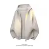 Suéter de Punto con Capucha de Ajuste Limpio Americano para Hombre Otoño Invierno Estilo Perezoso Sensación Relajada Cárdigan de Punto Abrigo Pareja