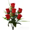 Fábrica de Origen Flor de Rosa Artificial Brote de Primavera de 7 Cabezas Venta al por Mayor Ramo de Flores Artificiales Evento de Boda Arte Floral Personalizable