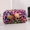 Bonita de Estilo Ins Sexy Imprescindible Estampado de Leopardo Rosa Cuero Negro Bolso Gato Neceser Bolso Grande de Capacidad Nicho