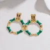 Brincos de Aço Inoxidável Dourado 18K com Contraste de Bambu Populares da Amazon Moda Feminina Ol Luxo Acessível Brincos de Alta Qualidade Brincos