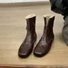 Botines Planos de Terciopelo Forrados Retro, Uso de Dos Maneras, Cremallera Frontal, Botines Ajustados, Botas Martinas para Mujer, Botas Cálidas de Algodón con Punta Redonda