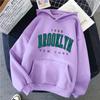 Sudadera con capucha holgada para mujer de otoño e invierno, venta caliente transfronteriza, estampado Brooklyn, suéter para pareja, sudadera versátil