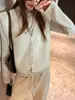 Chaleco de Punto con Botones y Cuello en V para Otoño e Invierno, Top sin Mangas para Mujer, Estilo Coreano, para Superponer, de Gama Alta, Sencillo, Versátil, Chal
