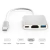 Estação de Docking 3 em 1 Tengwang Tipo-C para HDMI + USB + Conversor de Fonte de Alimentação Pd Estação de Docking 4K com Múltiplas Interfaces