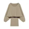 Vestido de tricô sexy e estiloso de manga comprida ombro a ombro para mulheres, perfeito para o início da primavera, com um design descontraído e chique, cintura ajustada e silhueta curta que abraça o quadril.