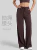 Pantalones de yoga de pierna ancha con cordón y cintura alta transfronterizos para mujer, holgados y adelgazantes, con bolsillos laterales