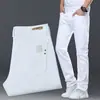 Jeans blancos de alta gama para hombre, corte recto y holgado, nuevos pantalones para hombre Otoño 2026, pantalones casuales elásticos, modernos