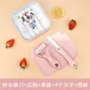 Juego de Cuchillo para Fruta de Cerámica y Tabla de Cortar para Uso Doméstico, Cuchillo Plegable Portátil para Dormitorio, Pelador para Estudiantes, Cuchillo Pequeño Dos en Uno