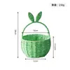 Cesta de Flores de Rattan Sintético Tecida à Mão para Páscoa com Orelhas de Coelho, Cesta Tecida de Corda de Papel, Cesta para Arranjo de Flores de Floricultura, Cesta para Plantas Verdes