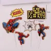 Topo de Bolo Decoração Homem-Aranha, Aranha Pequena, Arranha-Céu, Inserções de Teia de Aranha, Decorações de Mesa de Sobremesa de Aniversário
