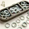 Anel de Jade Natural Grau A Venda Direta da Fonte, Anel Água Azul para Homens e Mulheres, Anel Flor de Gelo, Joia de Presente, Anel de Cauda