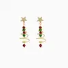 Ambiente Lleno ~ Pendiente de Clip para Oreja Árbol de Navidad Super Brillante para Mujer Otoño e Invierno Exquisito Pendiente Avanzado Moda Pendientes de Clip Elegantes