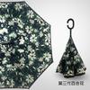 Paraguas Invertido de Doble Capa con Mango Largo, Paraguas de Negocio con Mango en Forma de C para Manos Libres, Paraguas Creativo Floral para Sol y Lluvia, Personalizable