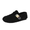 Zapatos Mary Jane Planos de Peluche Versátiles Estilo Nuevo Añadido Forro Polar 2026 Zapatos de Algodón Mocasines Estilo Coreano Peludos Otoño Invierno Slip-ons