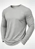 Camiseta top masculina retrô lavada de manga comprida com gola redonda para outono e inverno, cor sólida casual, exportação, masculina, com aspecto desgastado