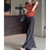 23279 Da Ai Mei Yi Yuan Verano 2026 Nuevo Estilo Coreano Top Corto sin Mangas Pantalones Casuales de Pierna Ancha de Cintura Alta para Mujer