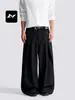 Con ricos pantalones de traje a rayas de pierna recta estilo americano para commuting para hombres y mujeres, holgados, simples, relajados, plisados, con caída, pantalones casuales de pierna ancha