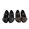 Sapatos Mary Jane com fivela preta para mulheres, nova coleção outono 2026, sapatilhas casuais versáteis, sapatos pequenos de couro confortáveis