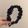 Diadema de punta ondulada de edición ancha, nueva diadema para todo tipo de cabello, sencilla y con sello de presión superior craneal alta, con punta ondulada y laterales anchos para mujer
