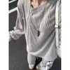 Sudadera de Punto Negra para Hombre, Primavera y Otoño, Estilo Americano, Chic Perezoso, Sensación de Lujo, Estilo Old Money, Hombro Normal, Camiseta de Manga Larga