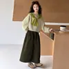 Conjunto de Sudadera para Niñas Primavera y Otoño 2026 Nuevo Casual Estilo Coreano para Niñas Mayores, Sudadera Chal y Pantalones de Pierna Ancha Tendencia