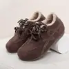 2026 Nuevos Zapatos Planos Casuales de Invierno con Punta Redonda, Suela Suave, Antideslizantes, Cálidos, Cómodos, con Cordones, de Terciopelo, Versátiles para Mujer